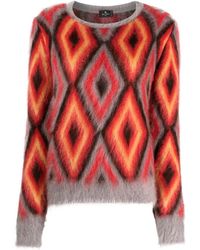 Etro - Truien & Vesten ,Veelkleurig ,Wol Rondgebreide Trui Met Ronde Hals - Lyst