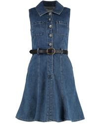 Self-Portrait - Denim Kleid Mit Dekorativen Knöpfen Und Taschen - Lyst