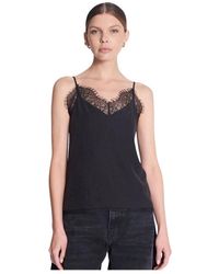 Berenice - Tops ,Zwart ,Top Taylor Zwarte Zijden Hemdje Met Kant - Lyst