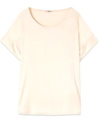 Oltre - Overhemden ,Wit ,Satijn Viscose Satijnen Blouse - Lyst