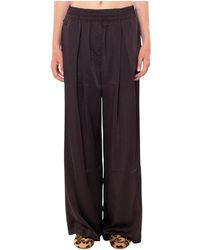 Lacoste - Broeken ,Bruin ,Satijn Oversized Elastische Satijnen Broek - Lyst