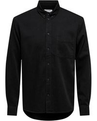 Only & Sons - Overhemden ,Zwart ,Katoen Klassiek Katoenen Shirt Met Lange Mouwen - Lyst