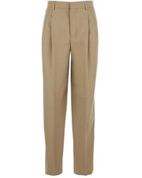 Ami Paris - Broeken ,Katoen Tailored Katoenen Broek Met Plooitjes - Lyst