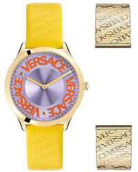 Versace - Logo halo uhr gelb lila - Lyst