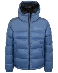 Napapijri - Blauwe Hooded Jacket Met Synthetische Vulling - Lyst