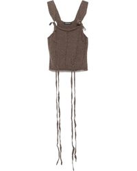 Ann Demeulemeester - Bruine Wolmix Mouwloze Top Met Trekkoord - Lyst