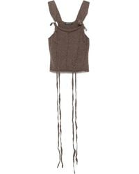 Ann Demeulemeester - Bruine Wolmix Mouwloze Top Met Trekkoord - Lyst