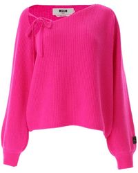 MSGM - Round-Neck Knitwear - Lyst