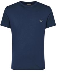 Emporio Armani - Blau logo t-shirt regular fit - Lyst