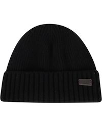 Barbour - Schwarze Wollmischung Beanie Mütze - Lyst