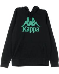 Kappa - Hoodies & Sweatvesten ,Zwart ,Stijlvolle Hoodie Zwart/Groen - Lyst