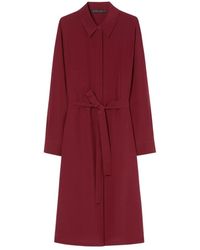 Marina Rinaldi - Zijden Jurk Met Scherpe Kraag En Knoopdetails - Lyst