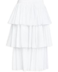 Alaïa - Rokken ,Wit ,Katoen Openwork Cotton Ruffle Skirt - Lyst