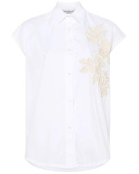 Ermanno Scervino - Camisa blanca sin mangas con aplicación floral - Lyst