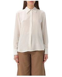 Max Mara - Blaue Seidenstreifen Hemd Eleganter Stil - Lyst