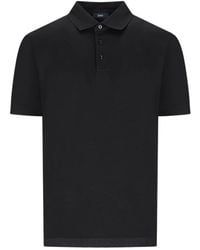 Herno - Tops ,Zwart ,Katoen Polo Shirt Met Jersey Knit Effect - Lyst