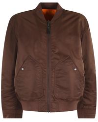 DIESEL - Jassen ,Bruin ,Bruine Omkeerbare Jas Met Logo - Lyst