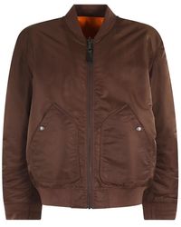 DIESEL - Jassen ,Bruin ,Bruine Omkeerbare Jas Met Logo - Lyst
