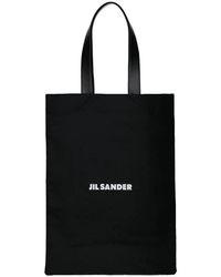 Jil Sander - Schwarze baumwoll-einkaufstasche,tote bags - Lyst