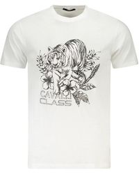 Roberto Cavalli - Tops ,Wit ,Katoen T-Shirt Met Korte Mouwen - Lyst