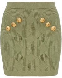 Balmain - Openwork Gebreide Rok - Lyst