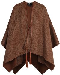 Etro - Jassen ,Bruin ,Wol Zachte Dubbele Stof Sjaal Met Paisley Jacquard Patroon - Lyst