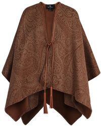 Etro - Jassen ,Bruin ,Wol Zachte Dubbele Stof Sjaal Met Paisley Jacquard Patroon - Lyst