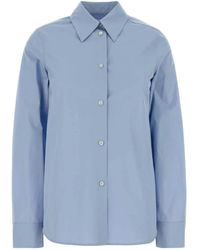 Jil Sander - Overhemden ,Blauw ,Katoen Cotton Poplin Shirt - Lyst