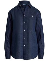 Ralph Lauren - Overhemden ,Blauw ,Linnen Linnen Overhemd - Lyst