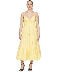 Michael Kors - Kleedjes ,Geel ,Katoen Cotton Poplin Midi Jurk - Lyst