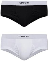 Tom Ford - Twee-Pack Katoenen Slips Met Logo - Lyst