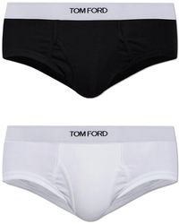 Tom Ford - Twee-Pack Katoenen Slips Met Logo - Lyst