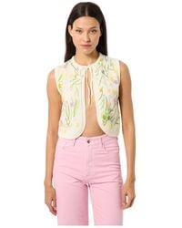 Manoush - Tops ,Veelkleurig ,Katoen Handgemaakte Bloemen Bolero Met Trekkoordkraag - Lyst