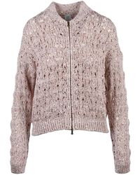 Eleventy - Truien & Vesten ,Roze ,Katoen Cardigan Con Zip - Lyst