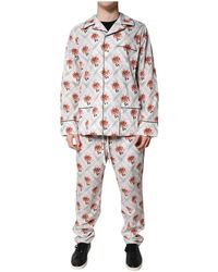 Dolce & Gabbana - Nachtkleding ,Veelkleurig ,Katoen Pajamaset Van Katoen Met Bloemenprint - Lyst