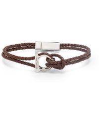 Ferragamo - Accessoires ,Bruin ,Leer Gevlochten Leren Armband - Lyst