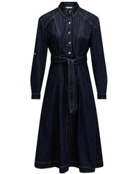 Salsa Jeans - Kleedjes ,Blauw ,Denim Midi Overhemdjurk - Lyst