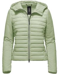 Bomboogie - Stretch Nylon Gewatteerde Jas Met Capuchon - Lyst