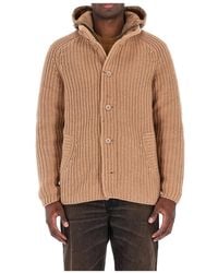 Herno - Truien & Vesten ,Bruin ,Wol Bruine Wollen Jas Maïs Punt - Lyst