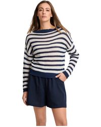 Kocca - Truien & Vesten ,Wit ,Trui Met Gestreept Breisel-Effect - Lyst