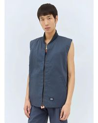 Dickies - Jassen ,Blauw ,Katoen Twill Crewneck Vest Met Zakken - Lyst