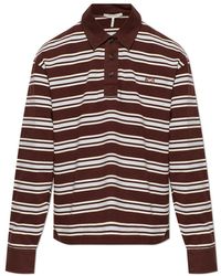 Rag & Bone - Tops ,Bruin ,Katoen Gestreept Poloshirt Met Lange Mouwen - Lyst