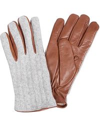 Eleventy - Accessoires ,Bruin ,Leer Bi-Materiaal Lederen En Gebreide Handschoenen - Lyst