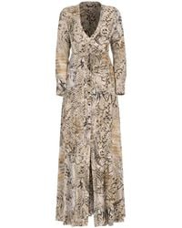 Guess - Elegantes Langes Kleid Mit Animal-Print - Lyst