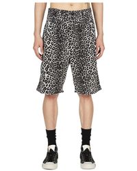 Visvim - Shorts in cotone-lino con stampa leopardata - Lyst
