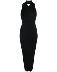 Courreges - Kleedjes ,Zwart ,Jurk Met Diamant Halslijn - Lyst