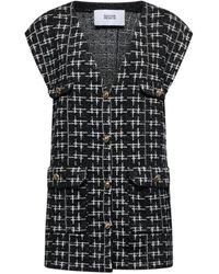 Silvian Heach - Jassen ,Zwart ,Tweed Lange Vest Met Tweed-Effect - Lyst