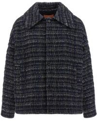 Missoni - Jassen ,Blauw ,Katoen Overshirt Met Golfpatroon - Lyst