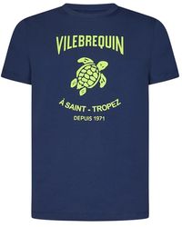 Vilebrequin - T-shirt e polo blu a girocollo a coste - Lyst