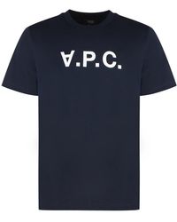 A.P.C. - Tops ,Blauw ,Katoen Standard Grand Vpc T-Shirt - Lyst
